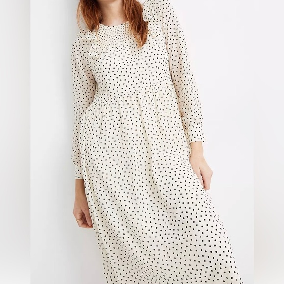 Madewell Dresses & Skirts - Madewell Polka Dot Midi Ivory and Black Size MP